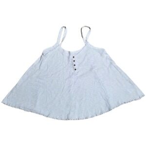 American Eagle Henley Tank Top Women's Size S Cream Ribbed Lettuce Edge